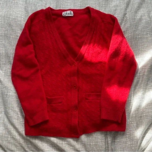Vintage Rafaella Red Wool Knit Cardigan - Picture 4 of 10